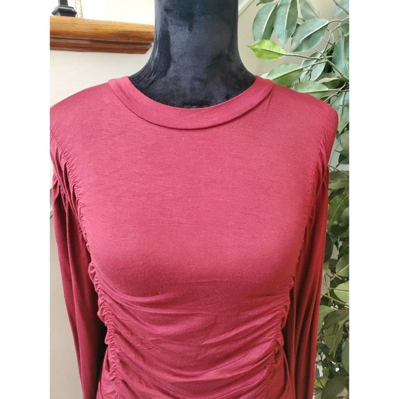 Grace Karin Womens Solid Red Rayon Round Neck Long Sleeve Casual Blouse Size 2XL - Picture 3 of 12